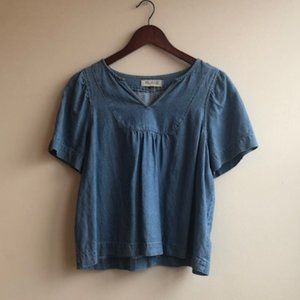 Madewell M Chambray Denim Short Sleve Blouse